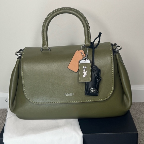 Coach Slouchy Rogue Top Handle Bag in Olive Green & Silver CCC39 Authenticated - Picture 4 of 13